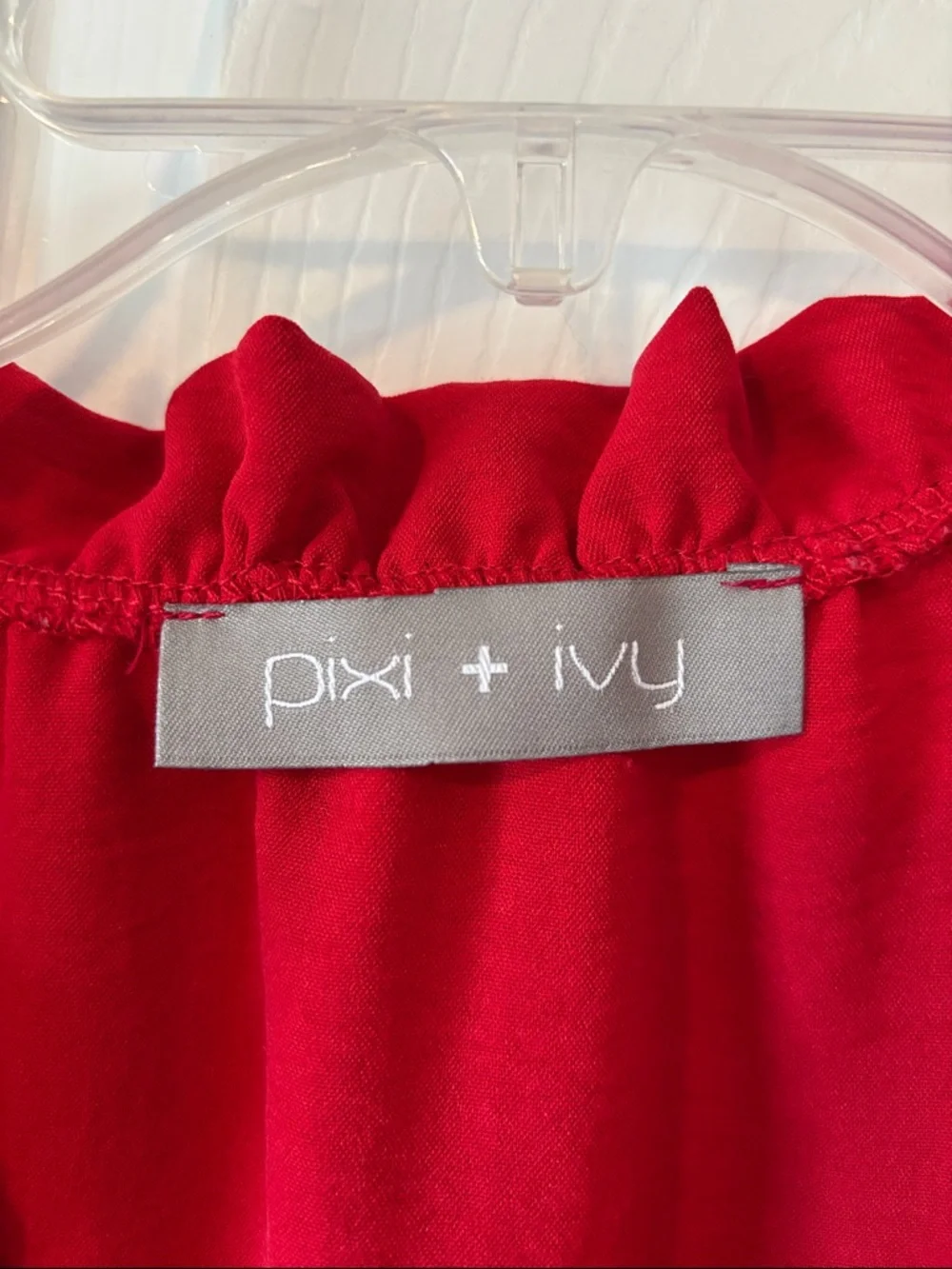 Red Ruffle Sleeve Mini Dress - Picture 2 of 3